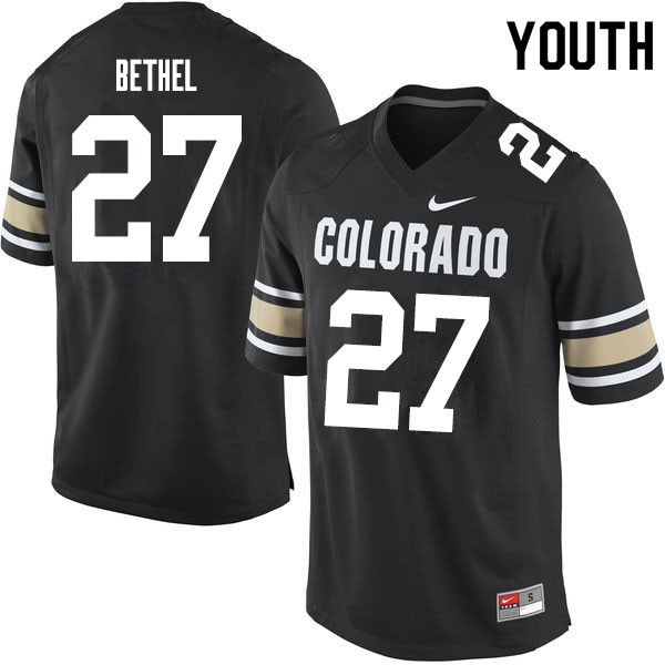 Youth #27 Nigel Bethel Colorado Buffaloes College Football Jerseys Sale-Home Black - Click Image to Close